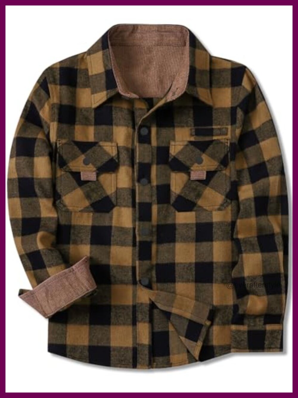 Men's Flannel Shirt Long Sleeve Button Down Plaid Snap Cotton Spandex